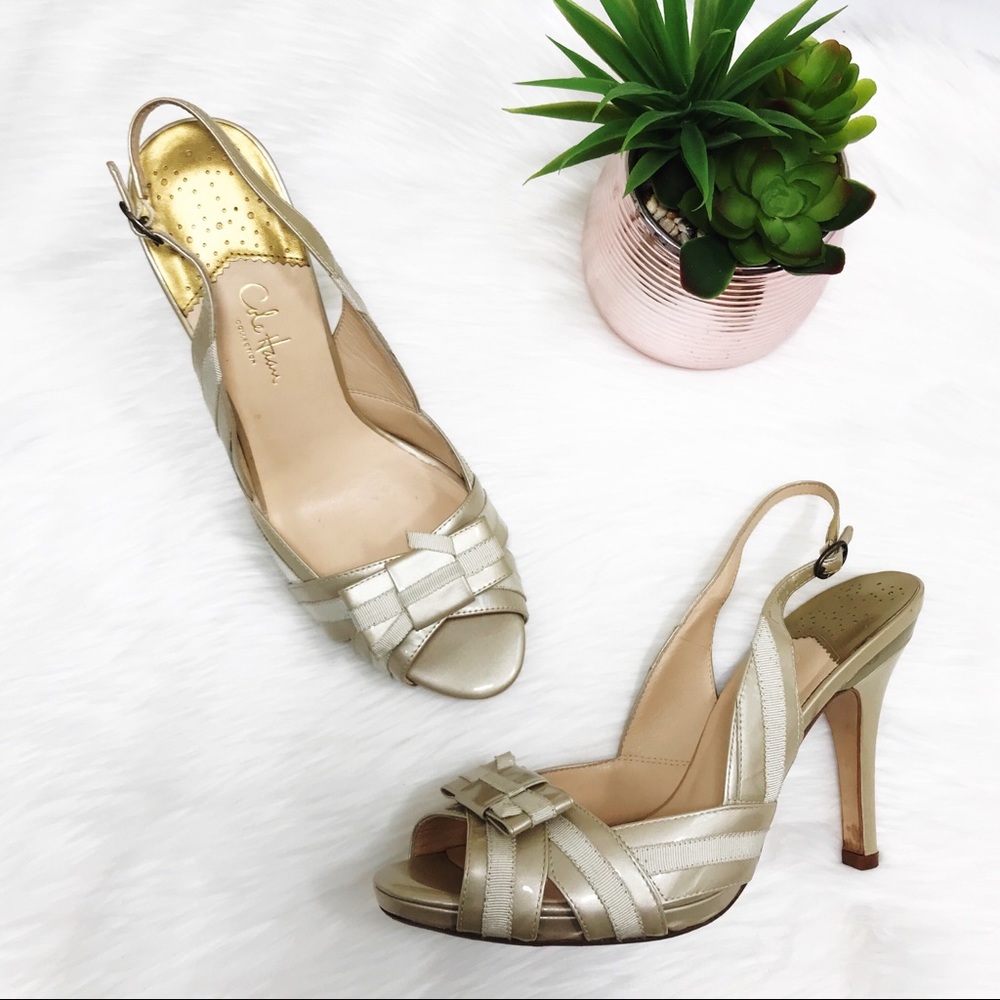 Cole Haan NikeAir Nude Bow Patent Leather Heels